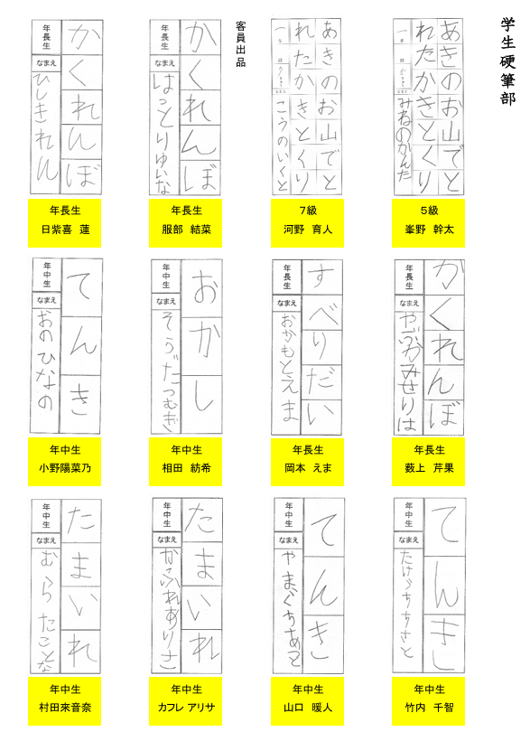 学生硬筆部優秀作品２