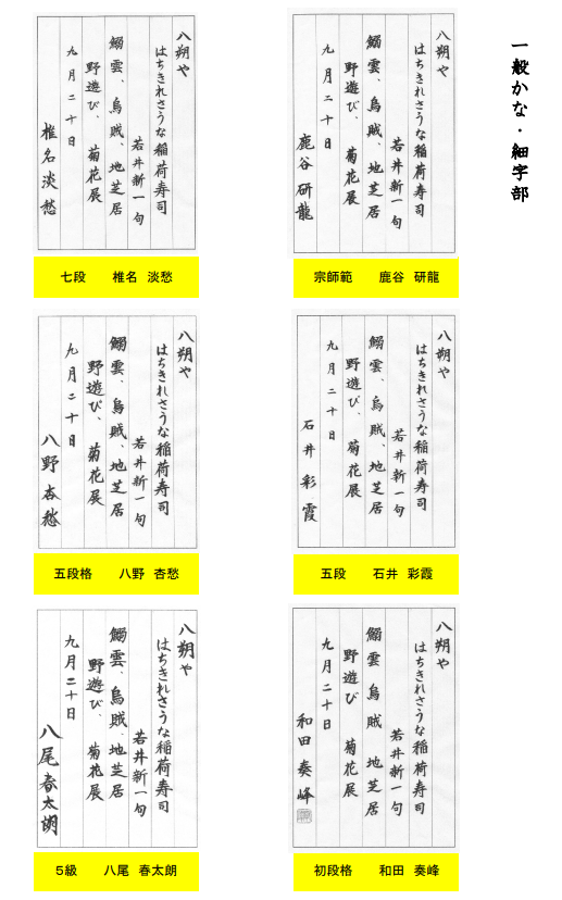 細字部優秀作品