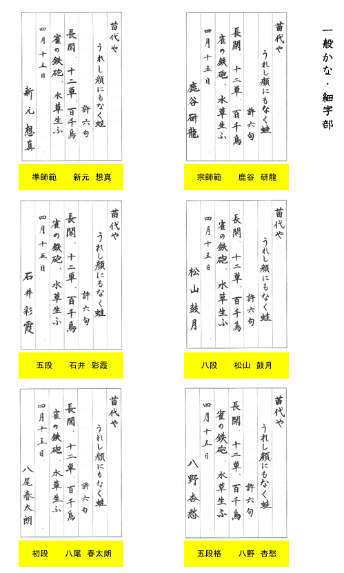 細字部優秀作品