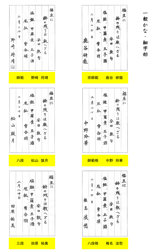 細字部優秀作品